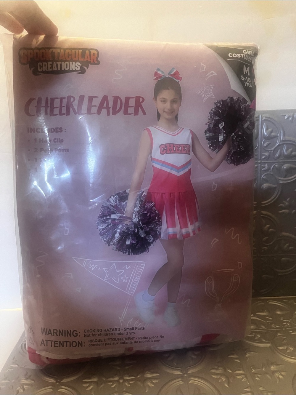 Girls Pink Cheerleader Costume - M (8-10 yrs)